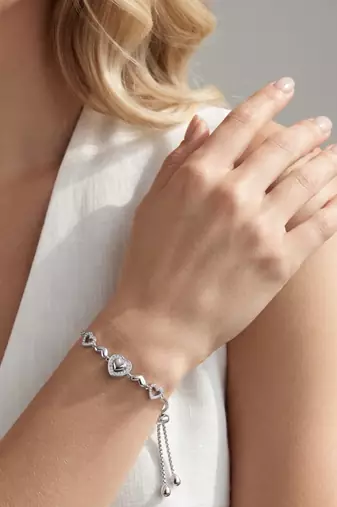 925 silver triple heart adjustable bracelet for women