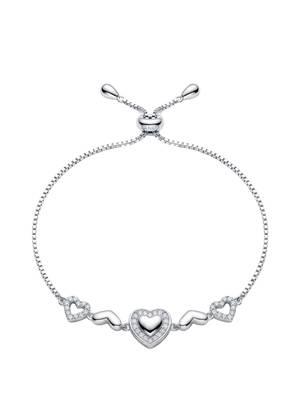 925 silver triple heart adjustable bracelet for women 4