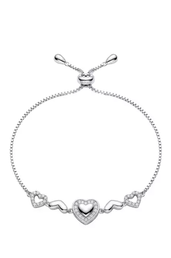 925 silver triple heart adjustable bracelet for women