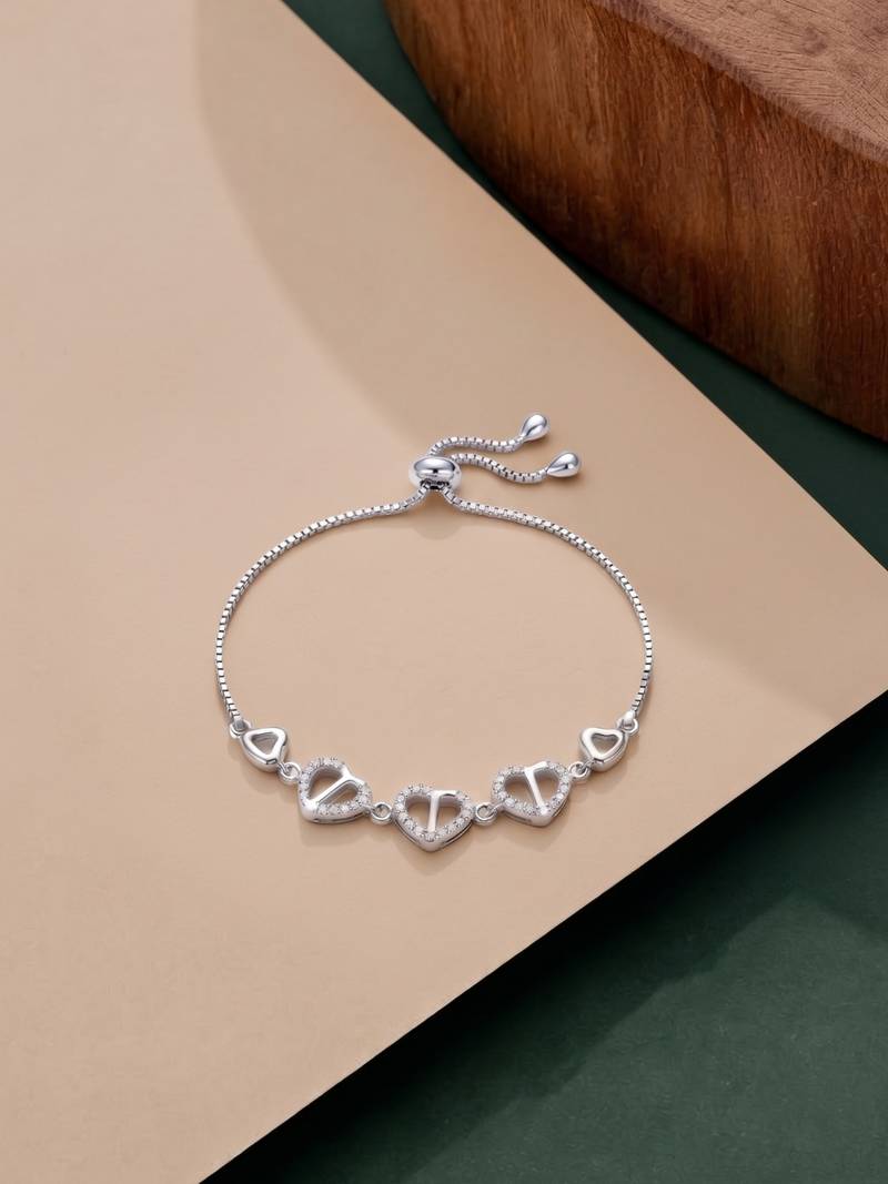 925 silver interlocking heart bracelet for women
