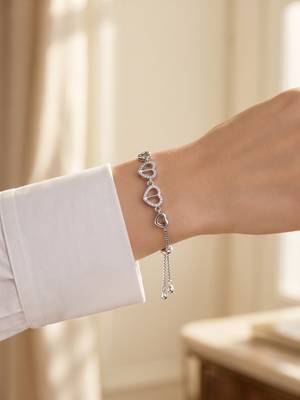 925 silver interlocking heart bracelet for women 2