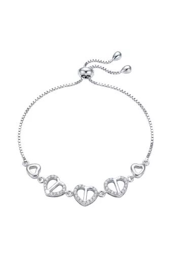 925 silver interlocking heart bracelet for women