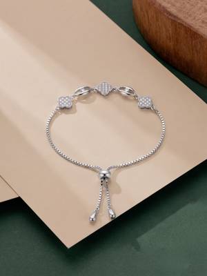 925 silver clover flower crystal bracelet for women 2