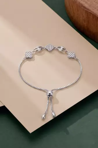 925 silver clover flower crystal bracelet for women