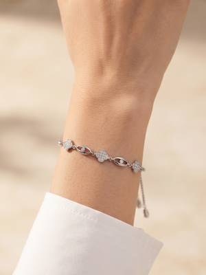 925 silver clover flower crystal bracelet for women 3