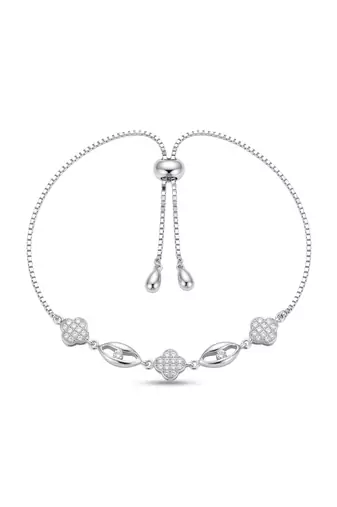 925 silver clover flower crystal bracelet for women