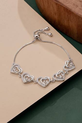 925 silver elegant crystal link bracelet for women