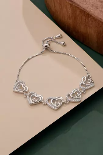 925 silver elegant crystal link bracelet for women