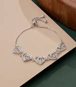 925 silver elegant crystal link bracelet for women