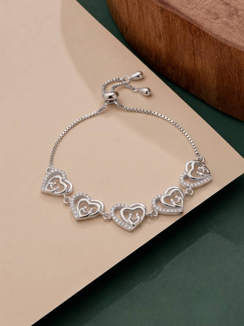 925 silver elegant crystal link bracelet for women