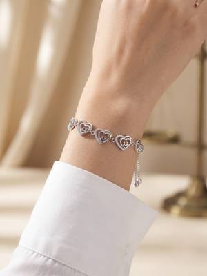 925 silver elegant crystal link bracelet for women 2