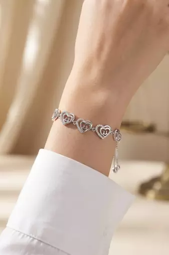 925 silver elegant crystal link bracelet for women