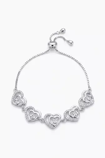 925 silver elegant crystal link bracelet for women