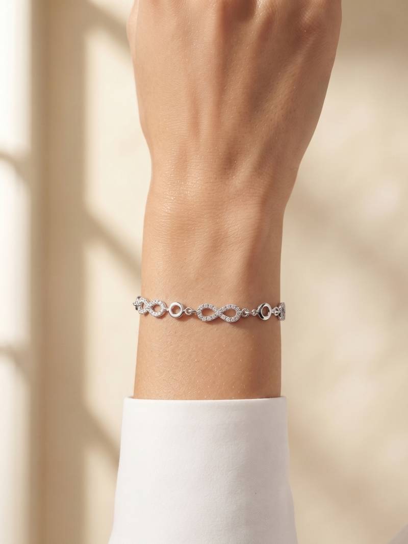925 silver crystal heart pendant bracelet for women