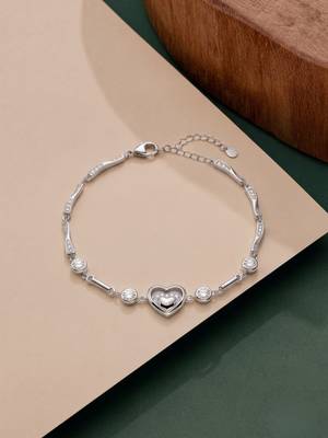 925 silver triple crystal heart bracelet for women 1