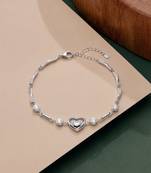 925 silver triple crystal heart bracelet for women