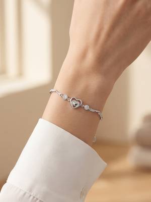 925 silver triple crystal heart bracelet for women 2
