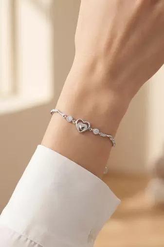 925 silver triple crystal heart bracelet for women