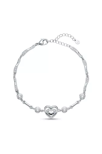 925 silver triple crystal heart bracelet for women