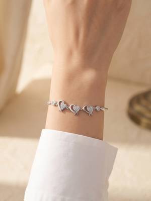 925 silver three heart ribbon bracelet for women 1