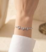 925 silver three heart ribbon bracelet for women