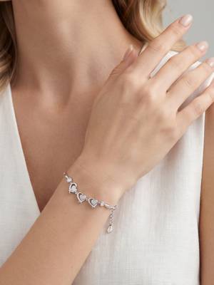 925 silver three heart ribbon bracelet for women 3