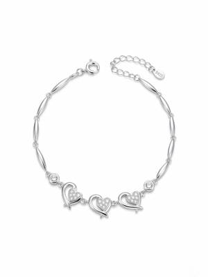 925 silver three heart ribbon bracelet for women 4
