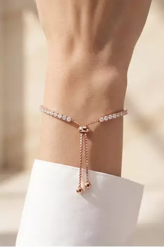 925 silver rose gold crystal tennis bracelet for women