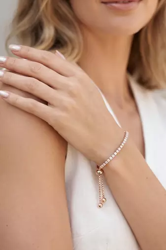 925 silver rose gold crystal tennis bracelet for women