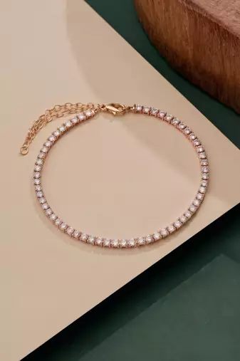 925 silver rose gold crystal tennis bracelet for women