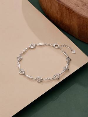 925 silver open heart link bracelet for women 1