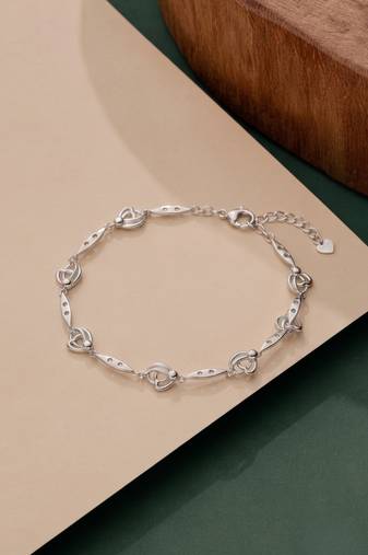 925 silver open heart link bracelet for women