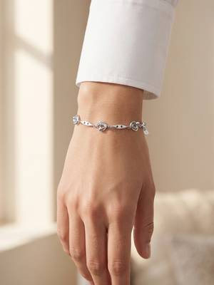 925 silver open heart link bracelet for women 2