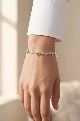 925 silver open heart link bracelet for women