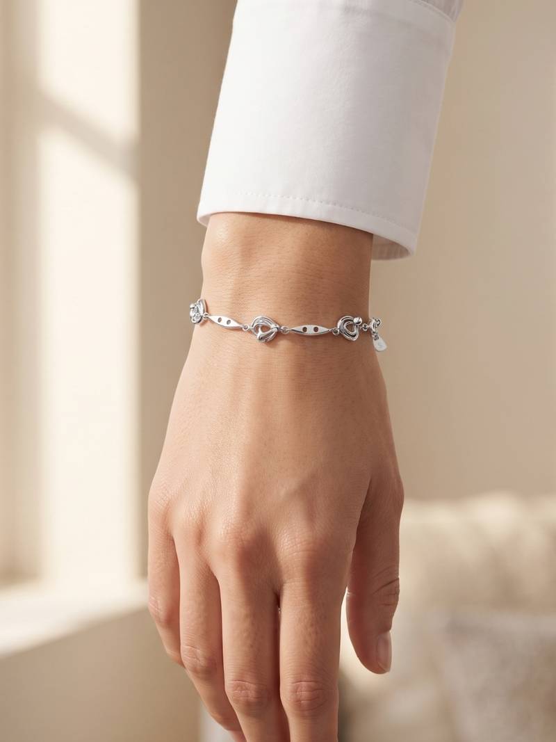 925 silver open heart link bracelet for women