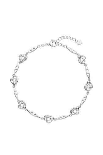 925 silver open heart link bracelet for women