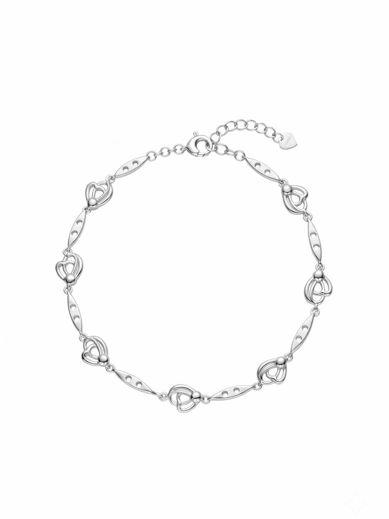 925 silver open heart link bracelet for women