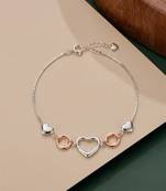 925 silver heart silver rose gold link bracelet for women