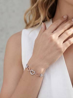 925 silver heart silver rose gold link bracelet for women 2