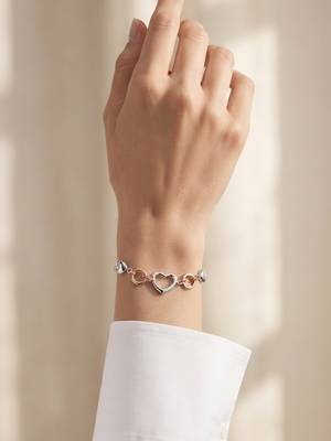 925 silver heart silver rose gold link bracelet for women 3