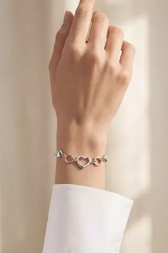 925 silver heart silver rose gold link bracelet for women