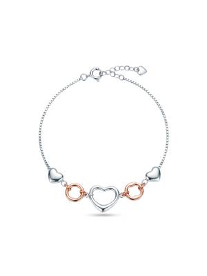 925 silver heart silver rose gold link bracelet for women 4