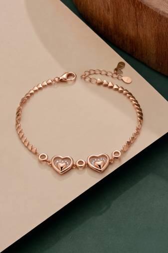925 silver double heart crystal bracelet for women