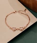 925 silver double heart crystal bracelet for women