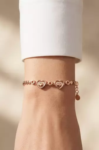 925 silver double heart crystal bracelet for women