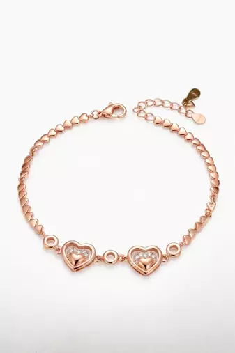 925 silver double heart crystal bracelet for women