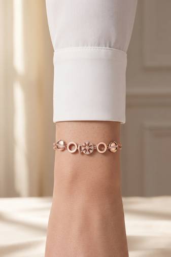 925 silver elegant crystal link rose gold bracelet for women