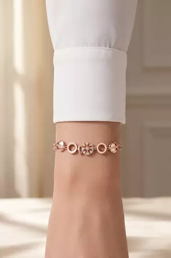 925 silver elegant crystal link rose gold bracelet for women