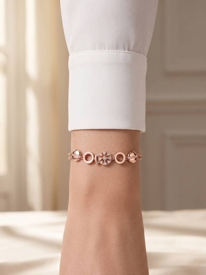 925 silver elegant crystal link rose gold bracelet for women
