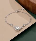 925 silver hexagonal crystal rose bracelet for women